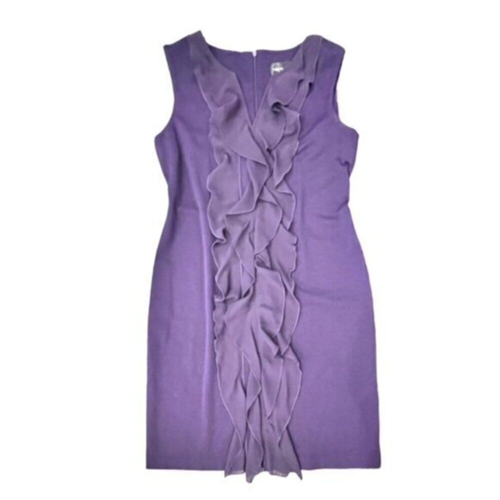 Connected‎ Apparel Shift Dress Front Ruffles Size 10 Office Professional PURPLE